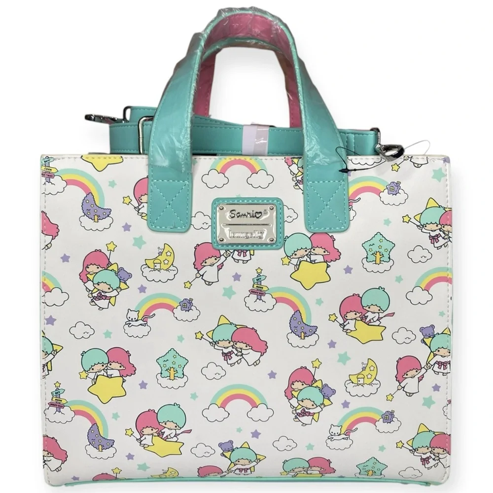 Loungefly Sanrio Little Twin Stars Rainbow Print Crossbody Wallet - Picture 2 of 16